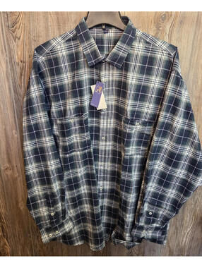 Alimens & Gentle Men's Button Down Shirt Green Plaid Flannel L/S Size 4XL {NEW}